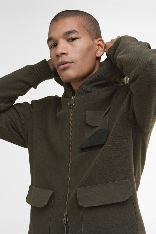 Multi-Pocket Knitted Hoodie